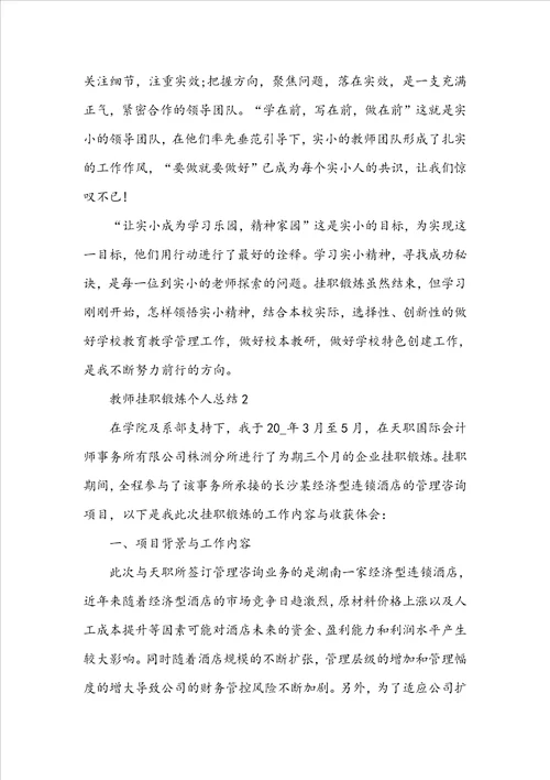 教师挂职锻炼个人总结5篇