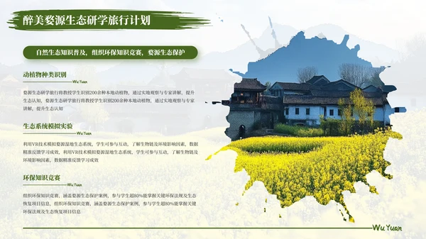 绿色醉美婺源生态研学旅行计划PPT模板