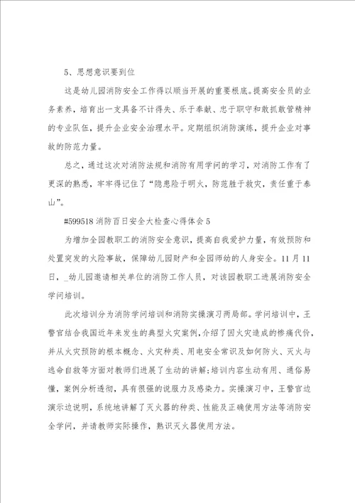 消防百日安全大检查心得体会范文5篇