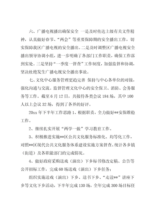 区文广新局20xx年度上半年工作总结