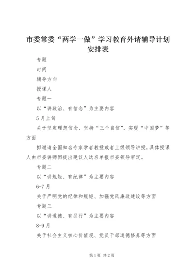 市委常委“两学一做”学习教育外请辅导计划安排表.docx