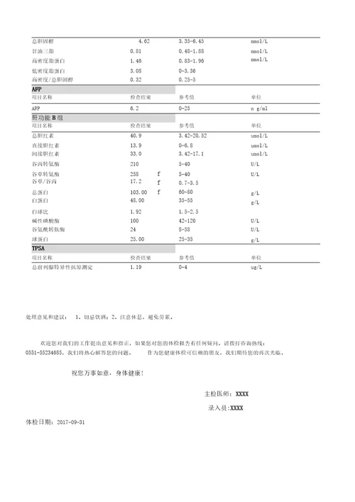 体检报告单模板