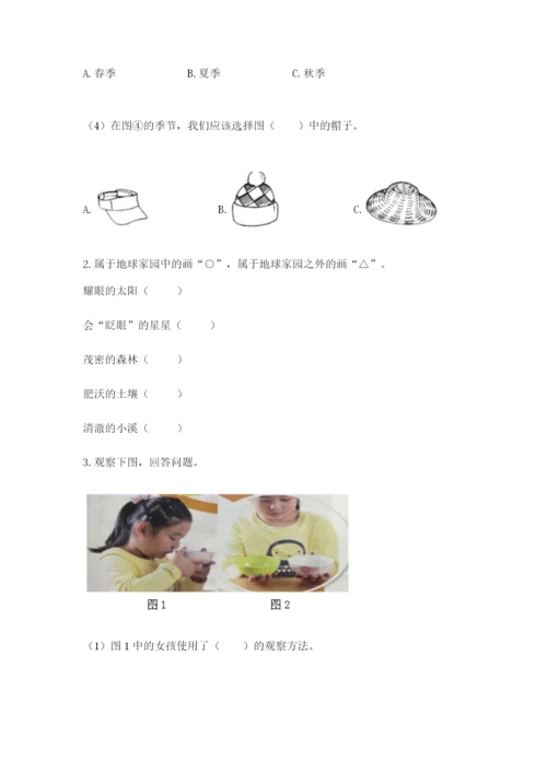 教科版小学二年级上册科学期末测试卷含答案【考试直接用】.docx