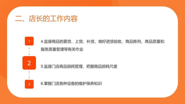 橙色扁平风便利店店长入职培训PPT模板