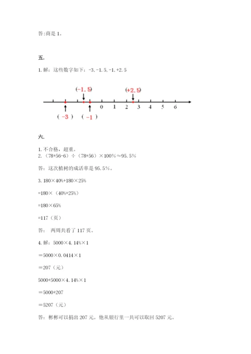 小学六年级升初中模拟试卷含答案（基础题）.docx