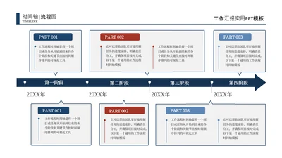 蓝橙色商务风时间轴流程图关系页