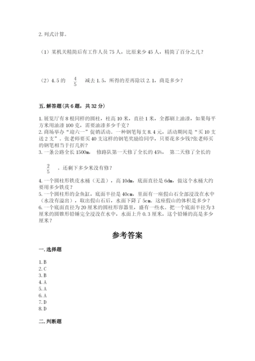 北京版六年级下册数学期中测试卷（典优）.docx