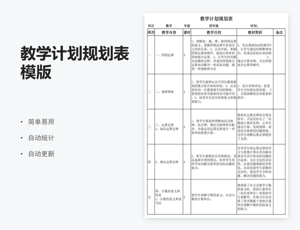 教学计划规划表模版