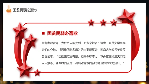 纪念国家公祭日祈福烛光PPT模板