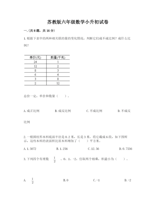 苏教版六年级数学小升初试卷及答案【精品】.docx