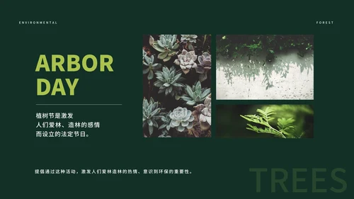 绿色简约时尚植树节主题PPT模板
