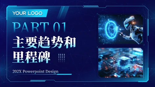 蓝色科技风智能未来科技发展202X年度科技趋势年终总结PPT模板