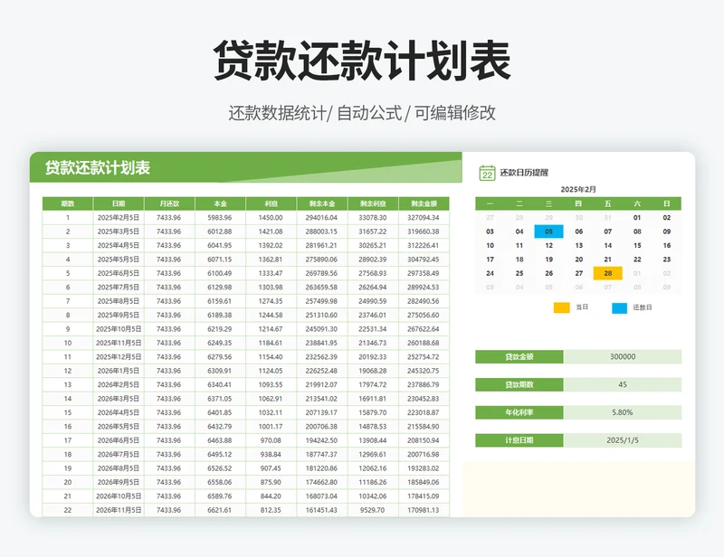 贷款还款计划表
