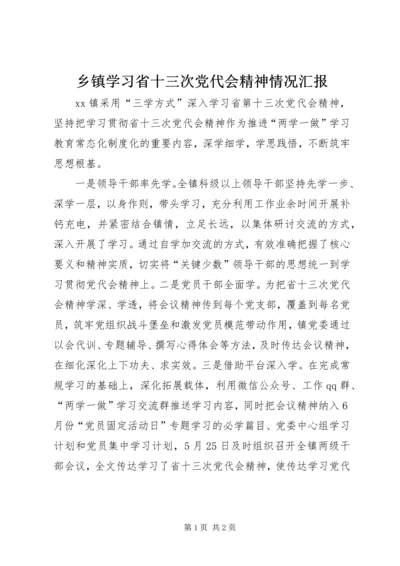 乡镇学习省十三次党代会精神情况汇报.docx