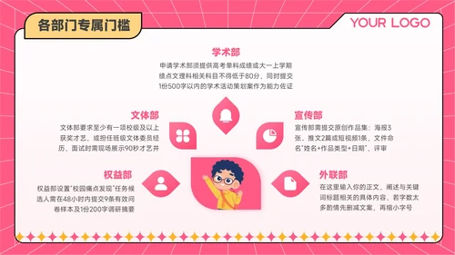 红黄色潮流风学生会招新宣讲会PPT模板