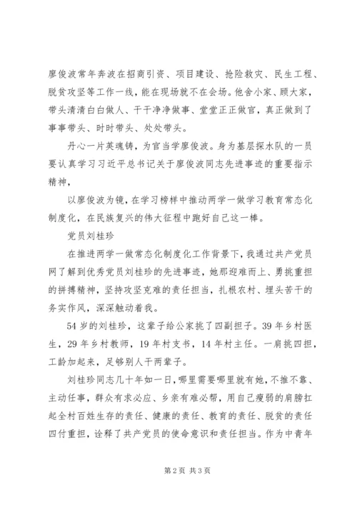 学习优秀党员廖俊波刘桂珍先进事迹心得体会.docx