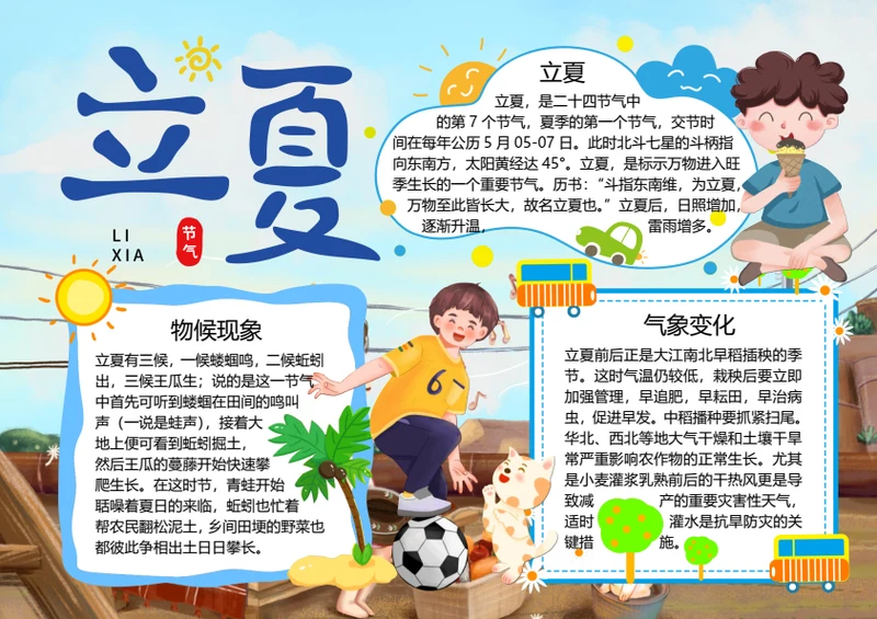 二十四节气立夏word小报