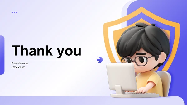 紫色3D风网络安全教育宣传PPT主题