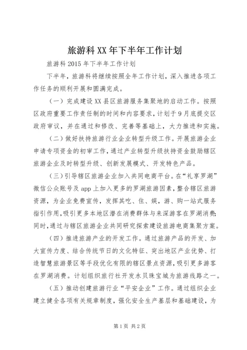 旅游科XX年下半年工作计划.docx