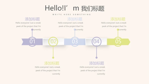紫色淡雅小清新微立体述职报告通用PPT动态模板封面含PS