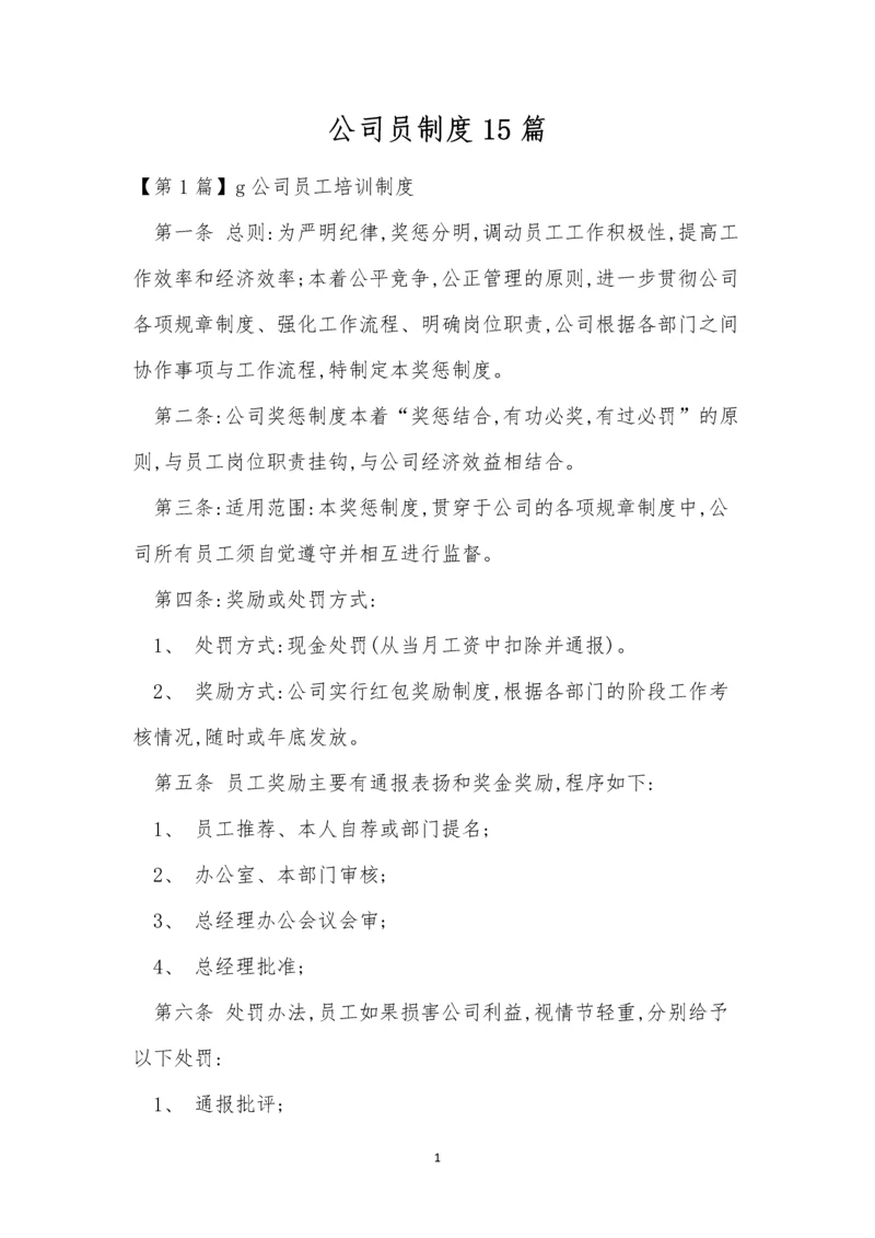 公司员制度15篇.docx