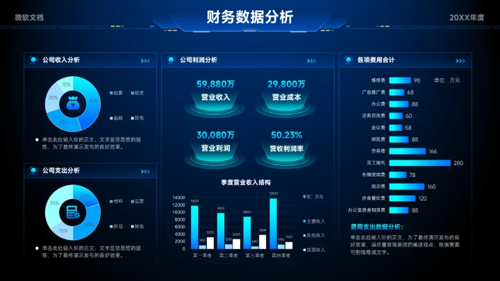 蓝色科技风财务数据分析看板-1