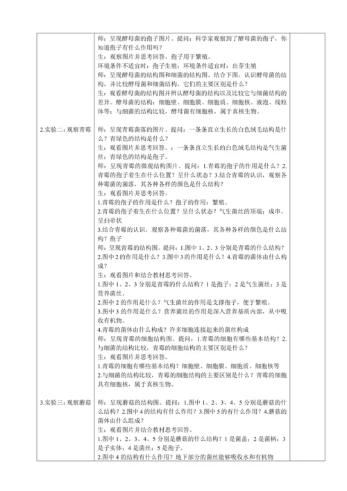 人教版（2024）生物七年级上册 2.3.3 真菌（教案）