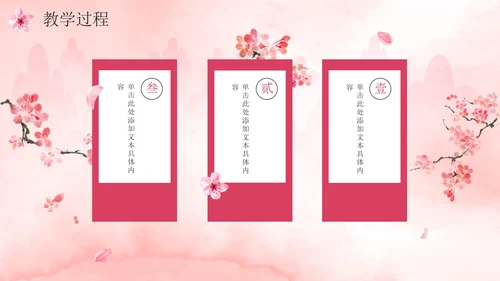 唯美清新桃花中国风说课设计PPT模板
