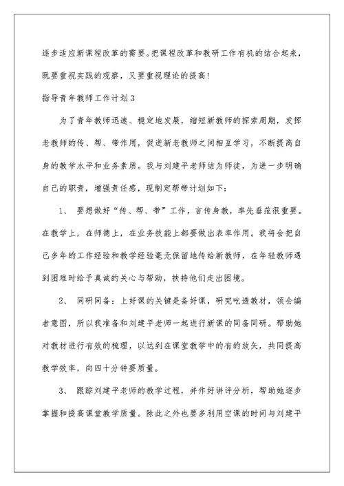 2022指导青年教师工作计划