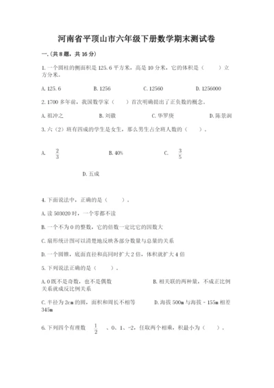 河南省平顶山市六年级下册数学期末测试卷及完整答案.docx