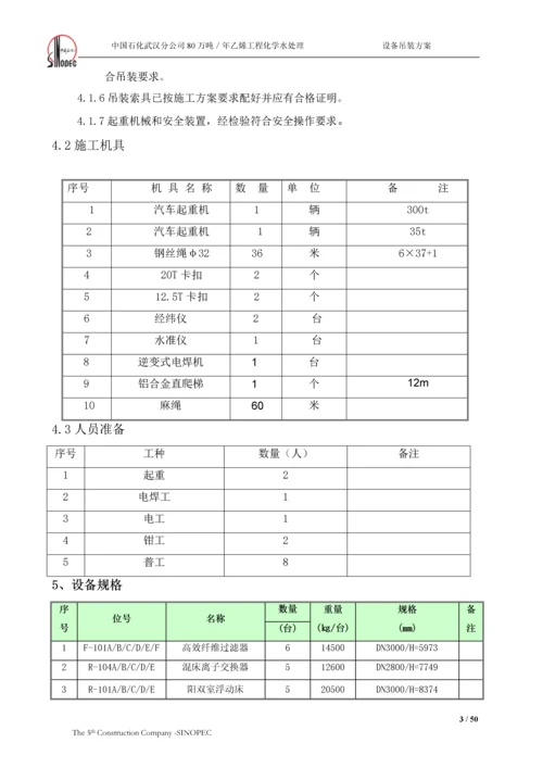 化学水处理设备吊装方案.docx