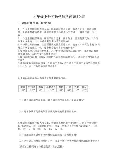 六年级小升初数学解决问题50道带答案（精练）.docx