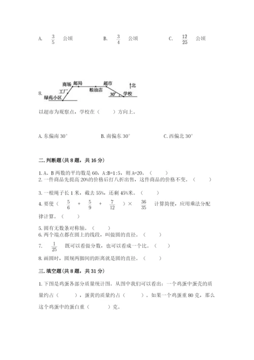 人教版六年级上册数学期末测试卷带答案（突破训练）.docx