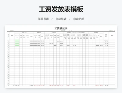 工资发放表模板