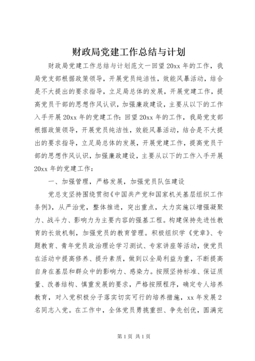 财政局党建工作总结与计划.docx