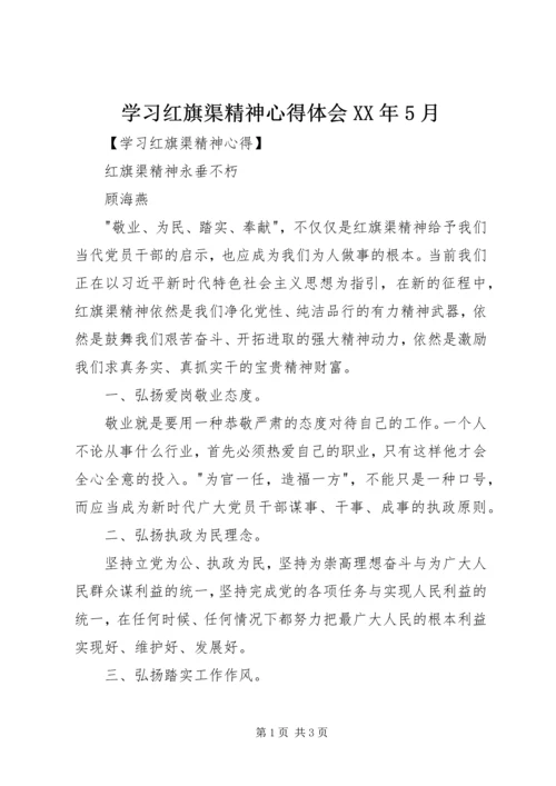 学习红旗渠精神心得体会XX年5月精编.docx