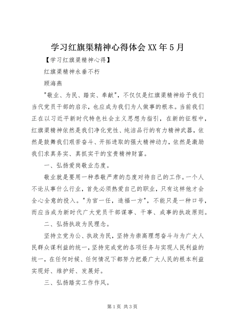 学习红旗渠精神心得体会XX年5月精编.docx