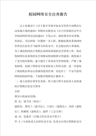 校园网络安全自查报告