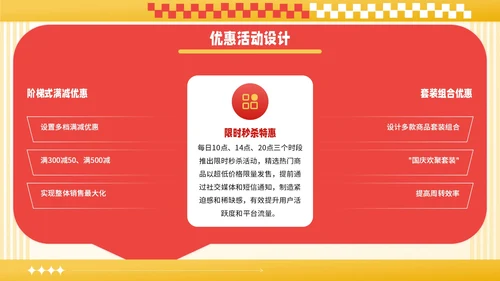 红黄撞色潮流风国庆促销活动PPT模板