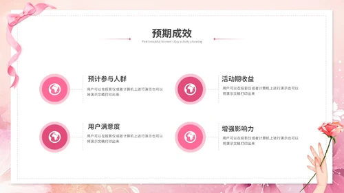粉色唯美时尚38妇女节女神节情人节活动策划营销策划ppt模板