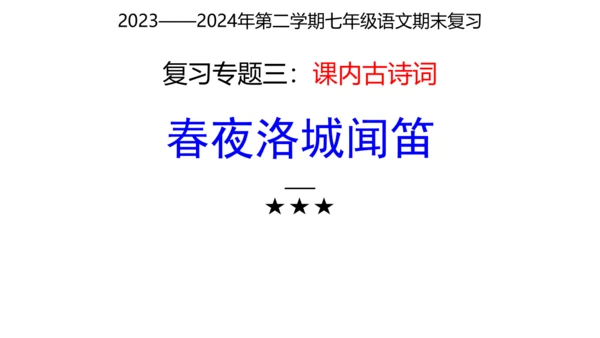 七年级下册语文复习专题三：课内古诗词 课件