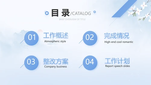 蓝色唯美中国风春天旅游相册PPT动态
