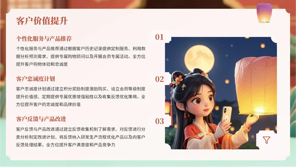 橙红色中国风中秋节古灯营销方案PPT