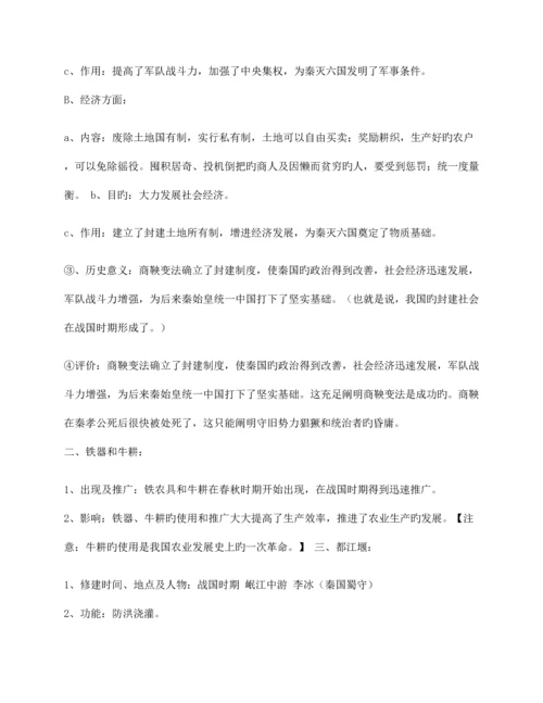 2023年初中历史知识点归纳总结.docx