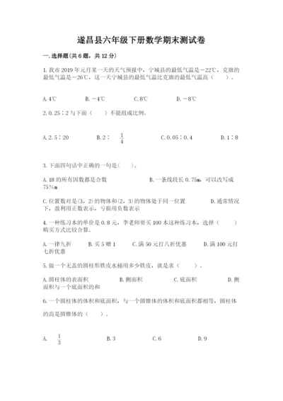 遂昌县六年级下册数学期末测试卷及完整答案1套.docx