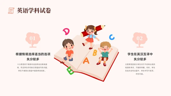 粉色插画风创意形状书本教师成绩分析会成绩质量分析