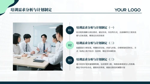 蓝绿色简约商务人资培训通用PPT模板