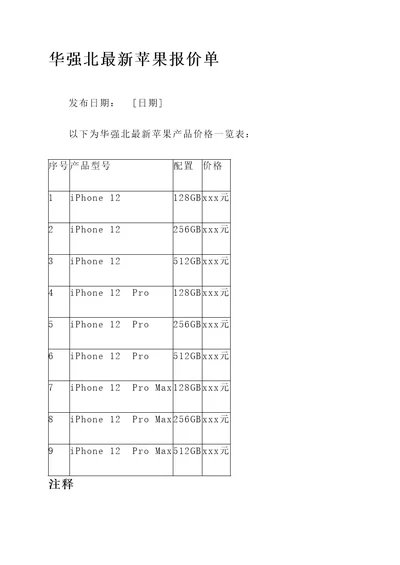 华强北最新苹果报价单