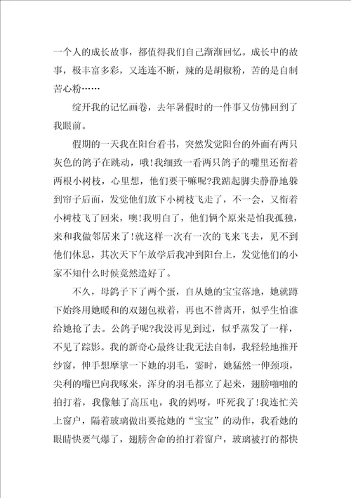 高一成长的故事作文记叙文611字