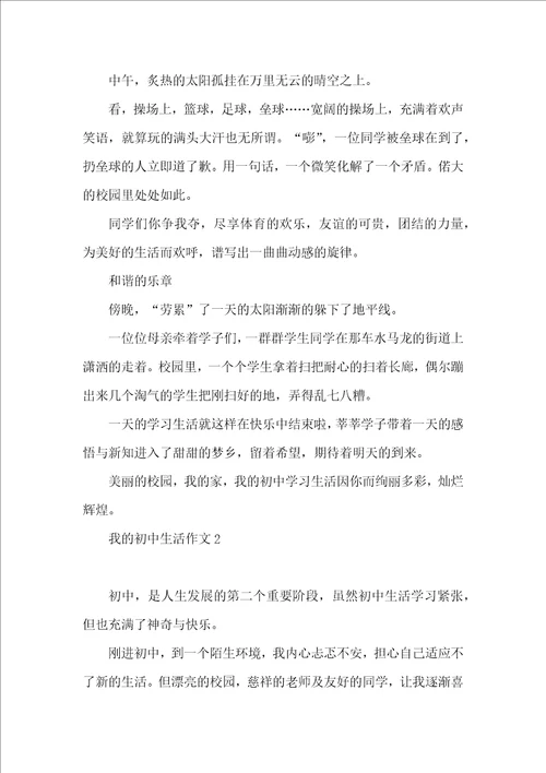 我的初中生活作文精